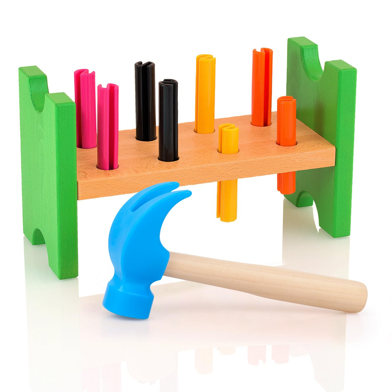 Fowecelt Wooden Hammer Toys Simulation Hammers Maintenance Tools Educational Toys for Kids Birthday Party Games Supplies (Blue)