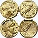 Golden Artifacts Athena Owl, Goddess of Wisdom, (2 Versions), Percy Jackson Books, Teen Gift, Greek Coins (12-G+77-G)