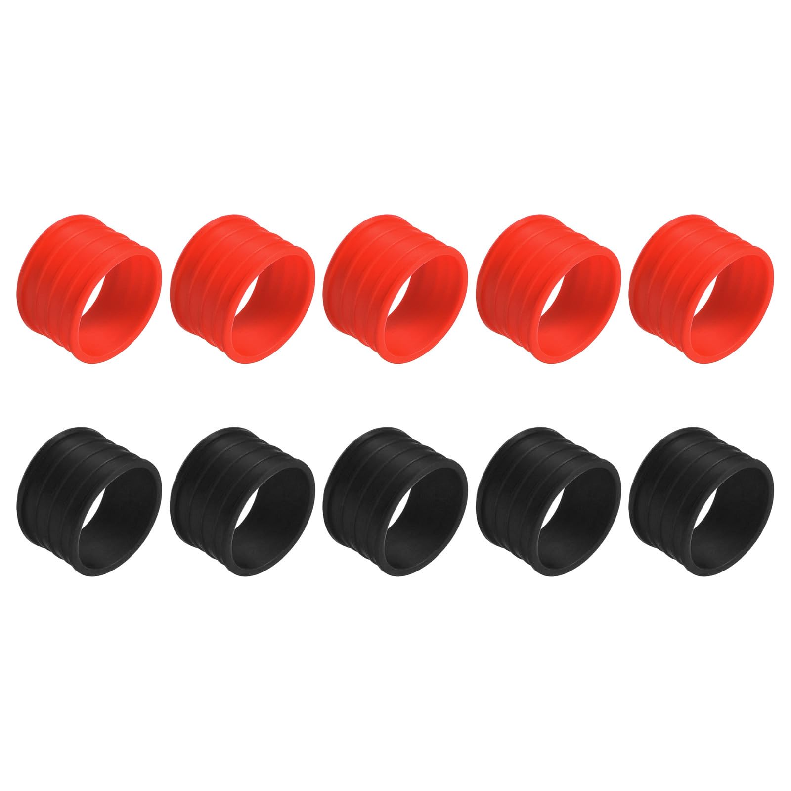 M METERXITY 10 Pack Badminton Racket Handle Grip Ring - Rubber Anti-Slip Fix Ring Grip Band, Apply to Badminton Tennis Rackets/Handles (Black/Red)