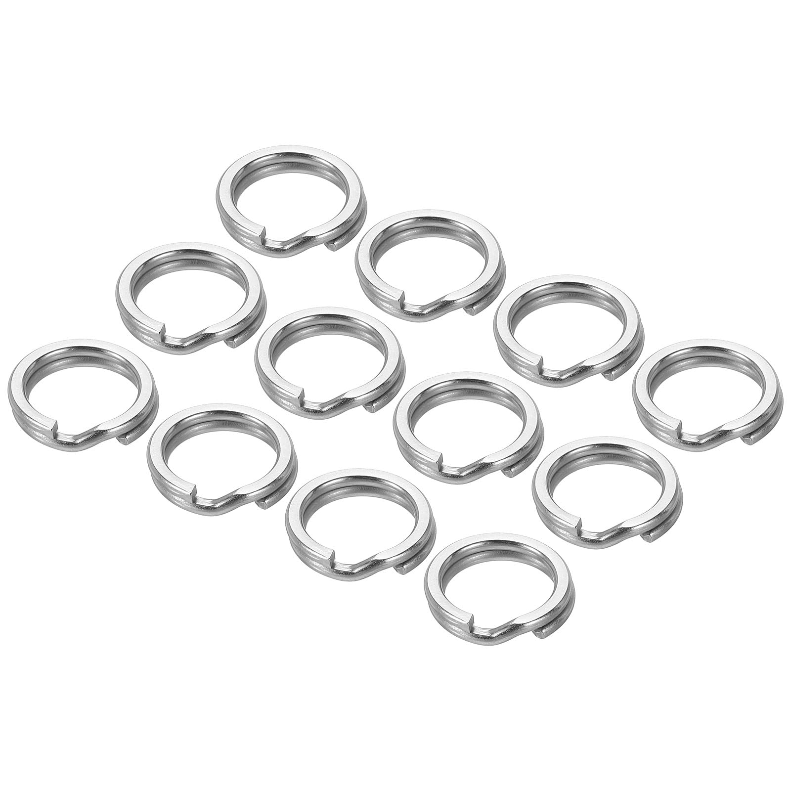 PATIKIL Fishing Split Rings 204LB, 100 Pack Stainless Steel Double Flat Wire Lure Ring 12mm for Jigging Trolling Saltwater Terminal Tackle Connector
