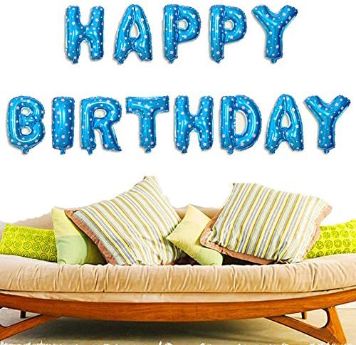 Alphabet Banner Happy Birthday Balloons Aluminum Film Balloon for Party Decoration (blue,16 inch)