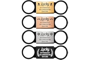 Custom Slide-On Pet ID Tags - Personalized Engraved Name Tag for Dogs & Cats - Silent Slide-On Collar Tags - No Jingle Identi