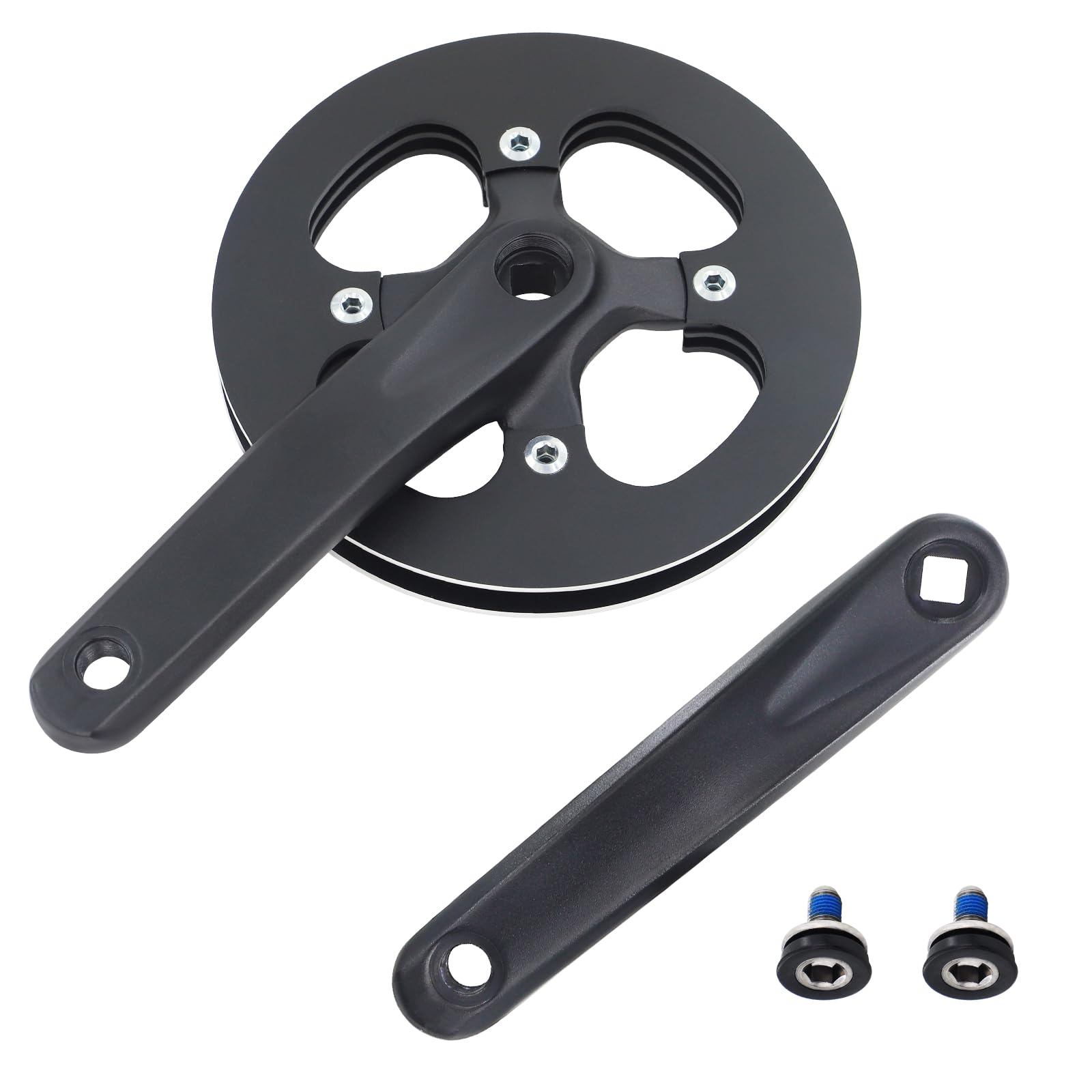 MEGHNA Crankset, Double-Sided Chainring | 46T 48T 52T | CNC Carved | for 9/10/11/12 Speed Cassettes | Carbon Steel & Aluminium | Road Bike, Gravel, Urban (42T)