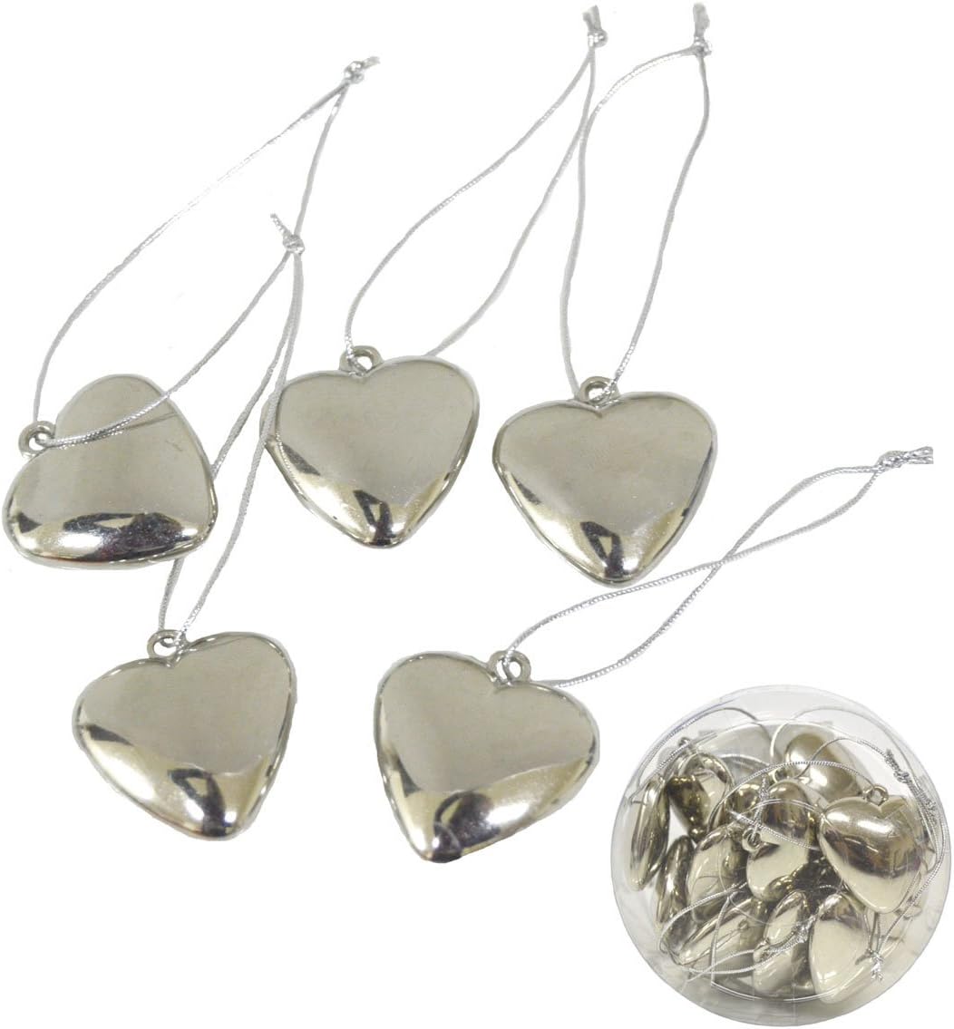 EL CARNAVAL Caja 16 Corazones Plata Metal para Colgar 3cm: Amazon.es: Juguetes y juegos