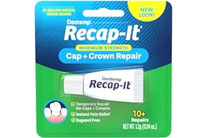 Dentemp Recap-It Cap and Crown Repair Dental Kit - Fast Acting Formula Dental Cement for Loose Caps (Pack of 1) - Temporary Cement for Crown and Bridge