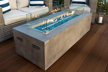 Cobalt Blue Akoya Outdoor Essentials 4 Piece 60 Rectangular Modern Fire Pit Table W Outdoor Patio Furniture Set In Gray
