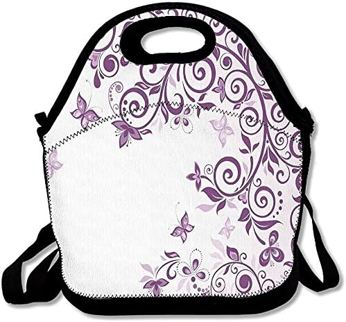 Staroind Classic Twiggy French Style Lilium Floral Branch Lovely Swirls Lunch Bag Tote For School Work Outdoor