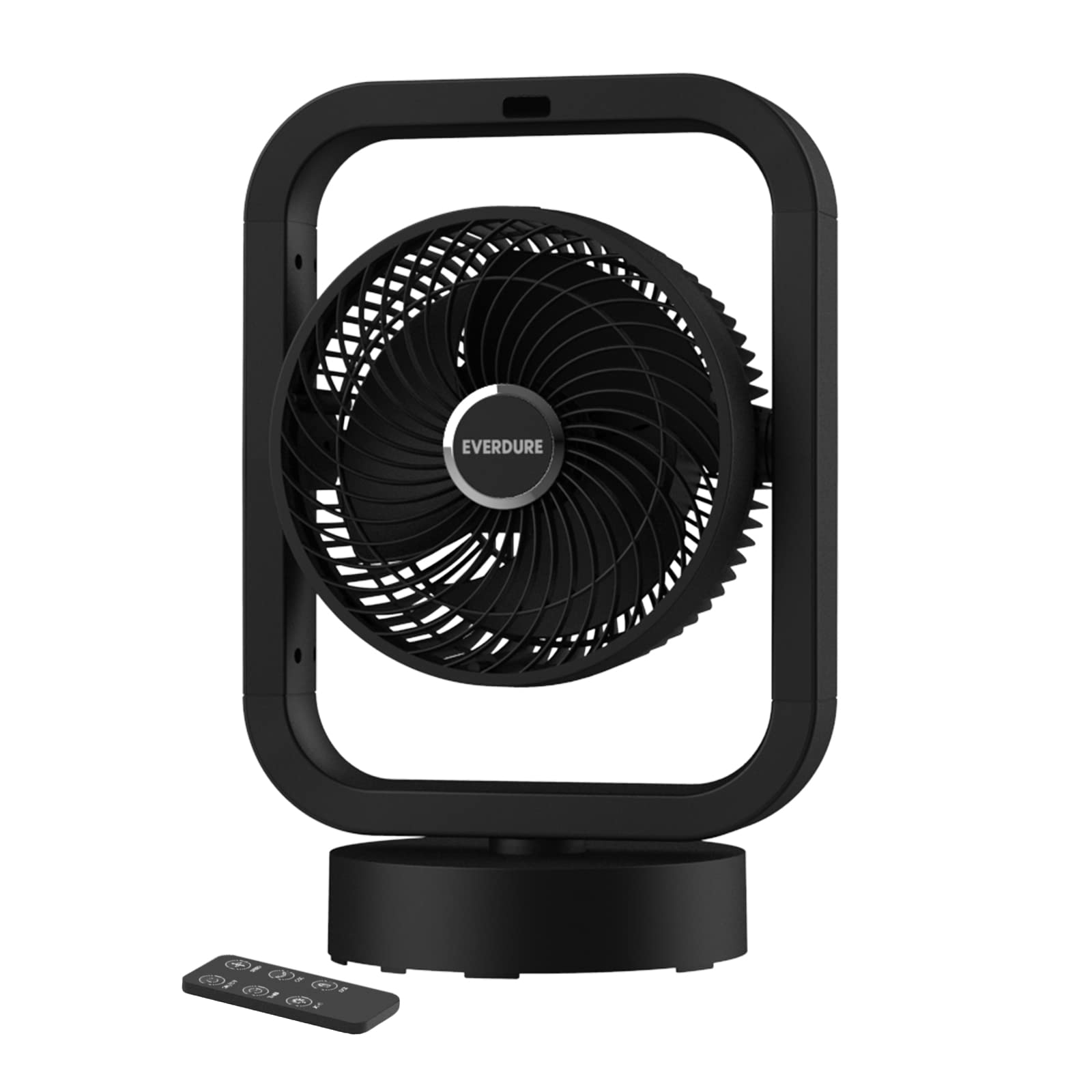 Everdure 10” Oscillating AC Floor, Desk or Table Fan, 4 Speed Settings, Targeted Airflow Control, Remote Control Included, Portable, Perfect for Bedroom, Living Room, Home Office, Black