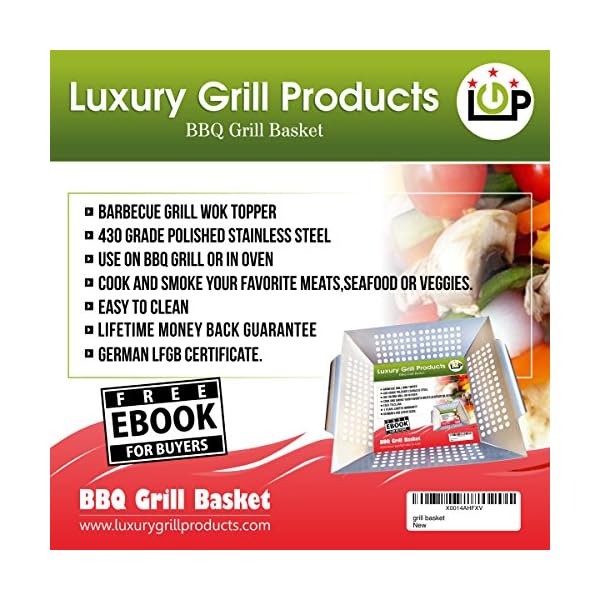 Nonstick-Stainless-Steel-Vegetable-Grill-Basket-Wok-Topper-with-Carry-Handles-Bonus-Ebook-for-No-Mess-Stir-Fry-Grilling-Fish-Seafood-Veggies-Fruit-by-Luxury-Grill-Products-12-x-12-x-224