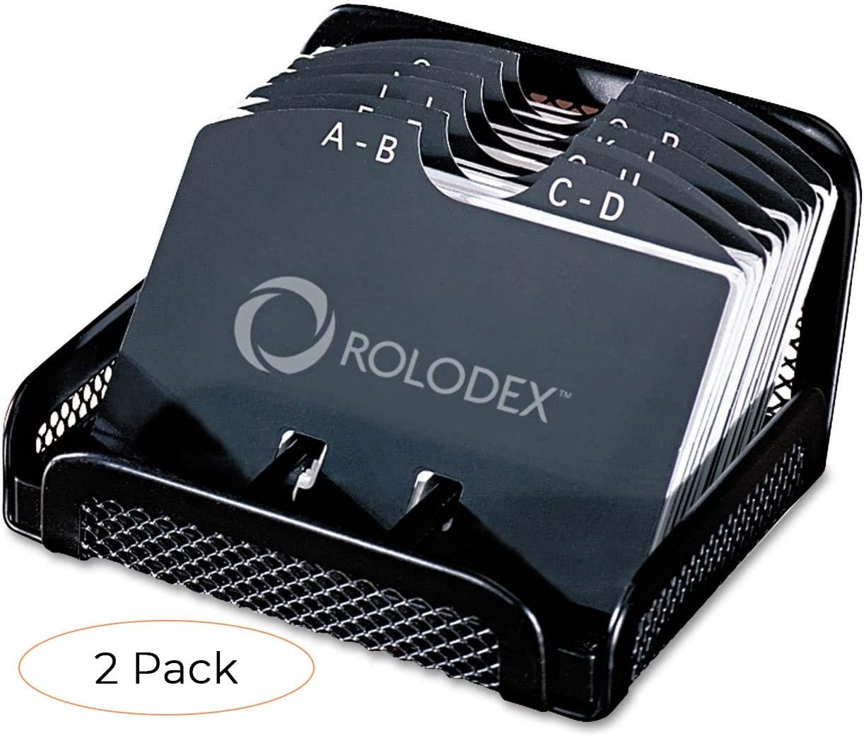 Rolodex Card File, MESH Open Business Card File 125-Cards 2-1/4" x 4", Box of 1, Black (ROL22291ELD) : Business Card Holders : Office Products