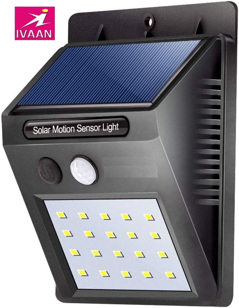 Solar Wireless Security Motion Sensor LED Night Light (Black)
