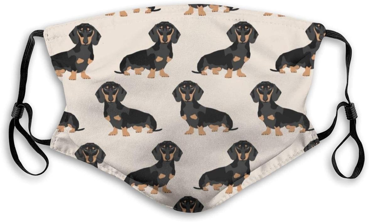 Doxie Dachshund Weiner Dog Pet Dogs Face Mask With Replaceable PM2.5 Activated Carbon Mouth Mask For Running, Traveling, Cycling Washable And Reusable Warm Windproof Dust Mask