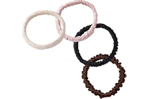 Silk Scrunchie, 100% Pure Mulberry Silk Scrunchie Small Slim Hair Tie for Women Silk Scrunchies for Thin Thick Curly Hair Lux