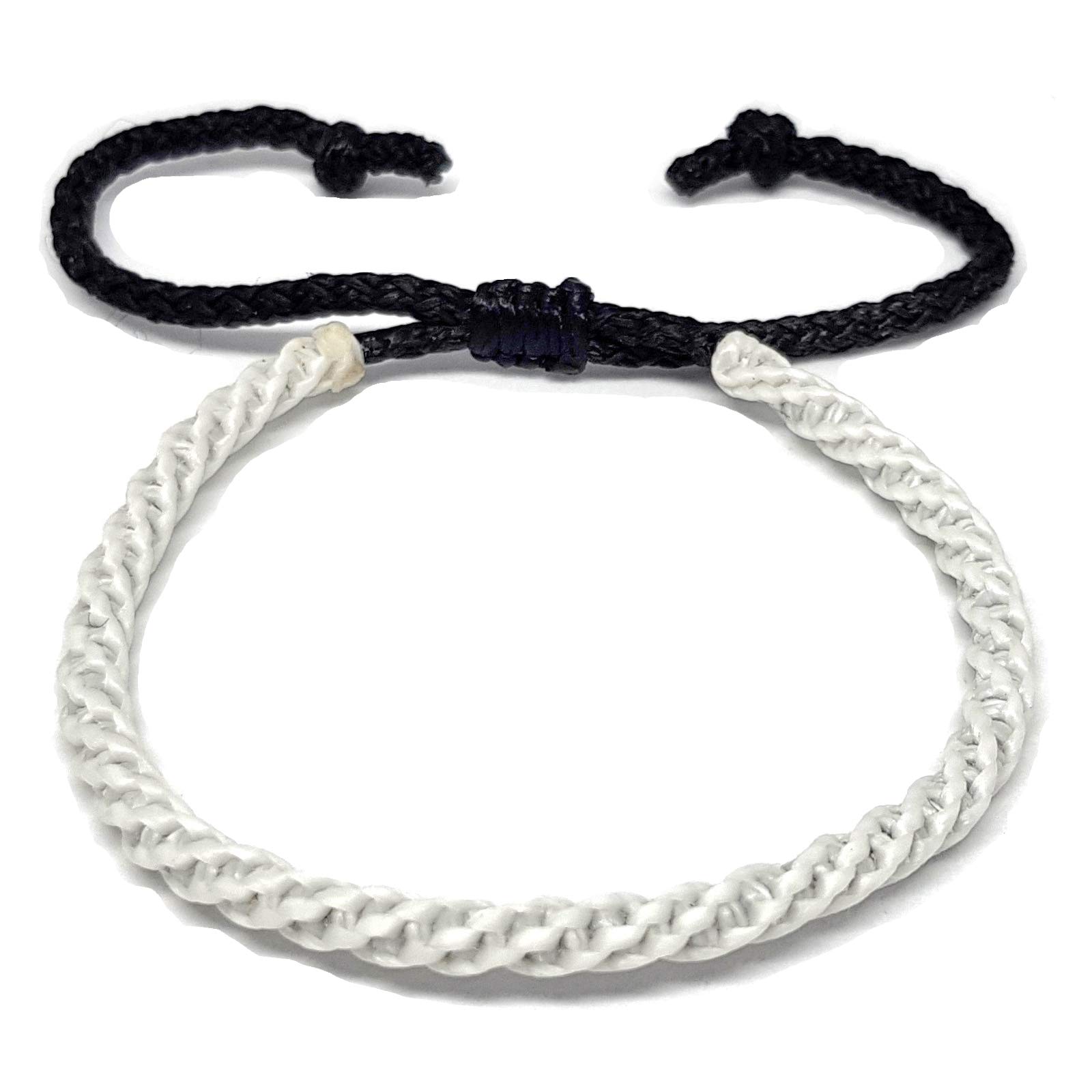 Origin Siam Handmade Thai Buddhist Wristband | Unisex Tight Weave Slim Bracelet | Karma Luck Love Friendship | Yoga Meditation Gift (Moondust (Sliding Knot))