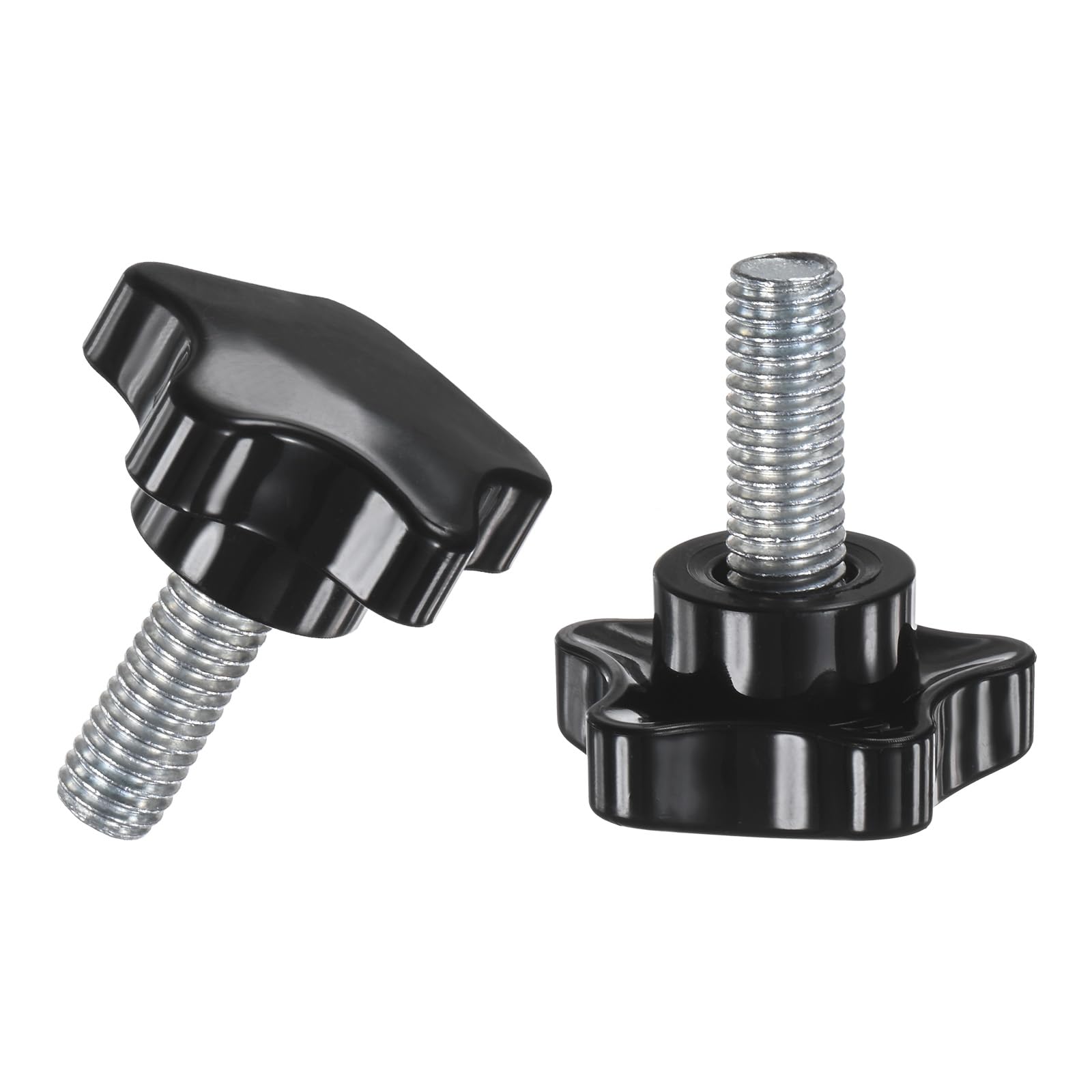 M METERXITY 2-Pack Star Clamping Knobs, M10x25mm Male Thread Hand Tightening Screw for Machinery/Electronic/Furniture/Umbrella Base, Machine Handle Replacement [39mm, Black]