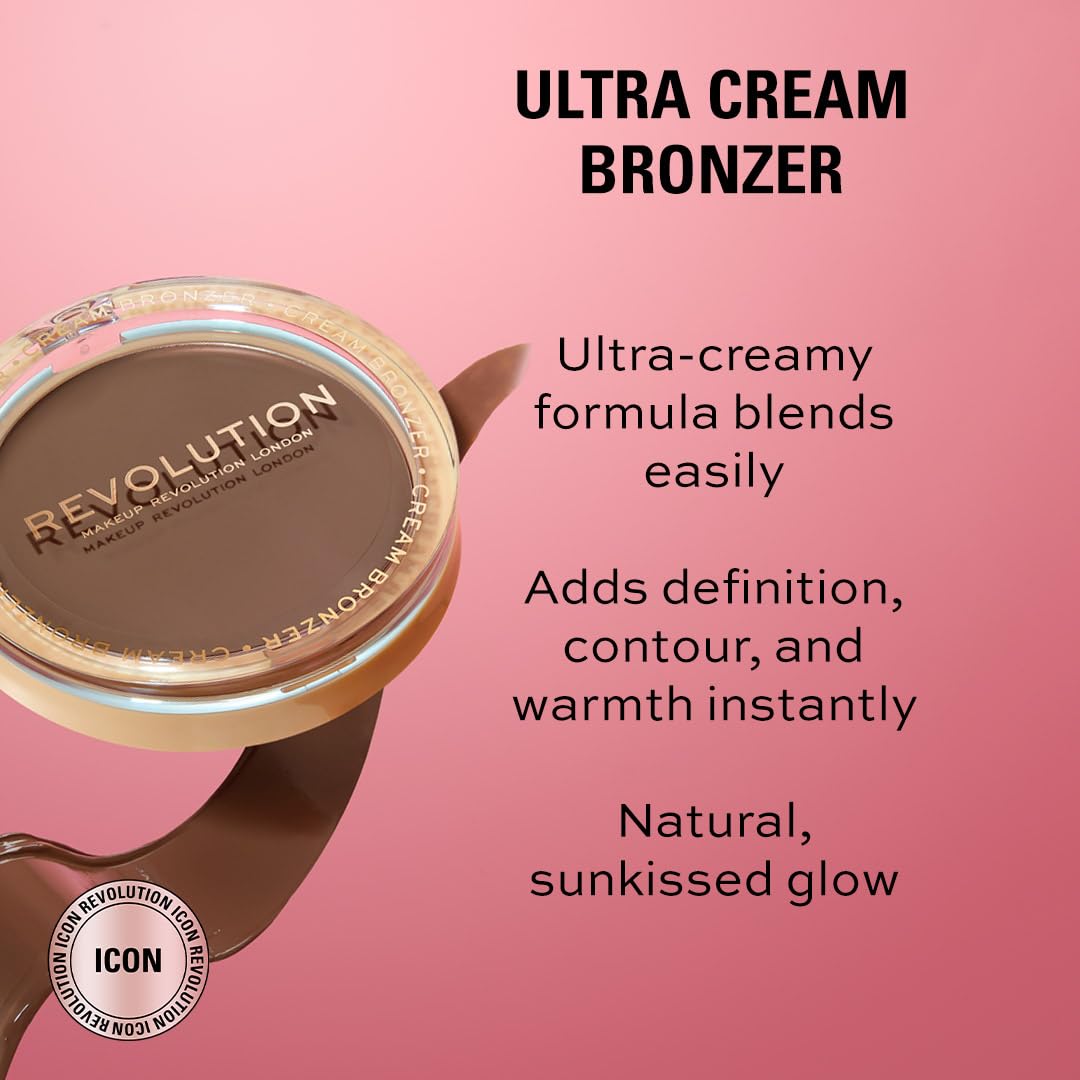 Revolution Beauty London Ultra Cream Face Bronzer, Buildable & Blendable Cream Contour, Vegan & Cruelty-Free, Light, 0.24 oz