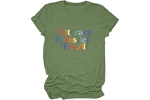 GAQEUWR Literacy and Justice for All Shirt, Libraries Banned Books T-Shirt, Teacher Reading Book Lover T-Shirt