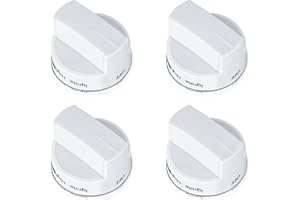 TURNEGOO Upgrade WPW10339443 Gas Stove Knobs Replacements, Compatible with White Whirlpool Gas Stove Range Oven Knobs, Replacement Part for W10339443(4 Pack)
