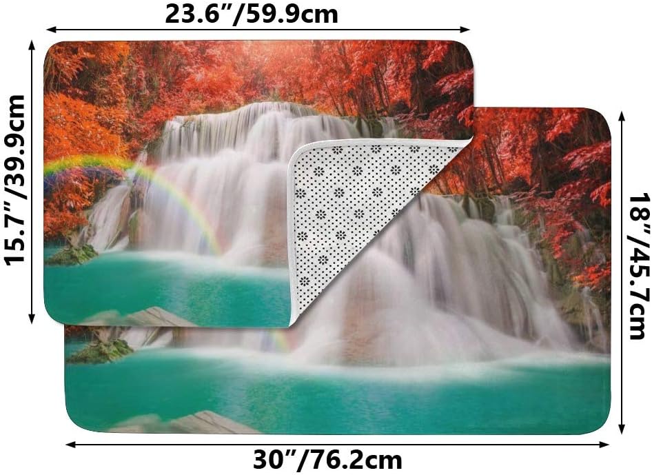 CUXWEOT Indoor Outdoor Doormat Non-Slip Backing Ultra Absorbent Mud Wonderful Waterfall Rainbow Door Mat Home Office Decorative Entry Rug Garden Kitchen Mats 23.6 x15.7 Inch : Garden & Outdoor