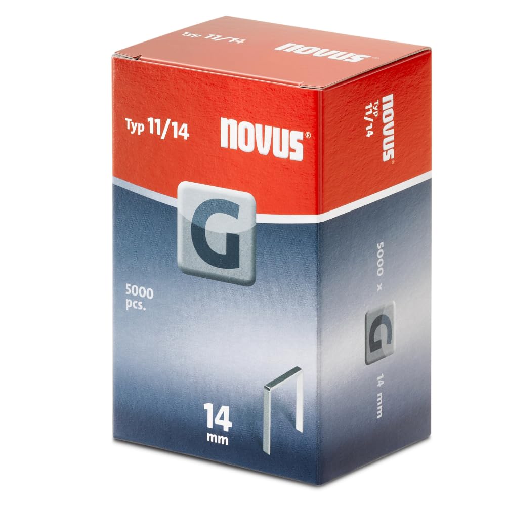 Novus Flat Wire Staples for Hammer Staples 14 mm, 5000 Staples Type G 11/14, Galvanised Steel Wire Staples