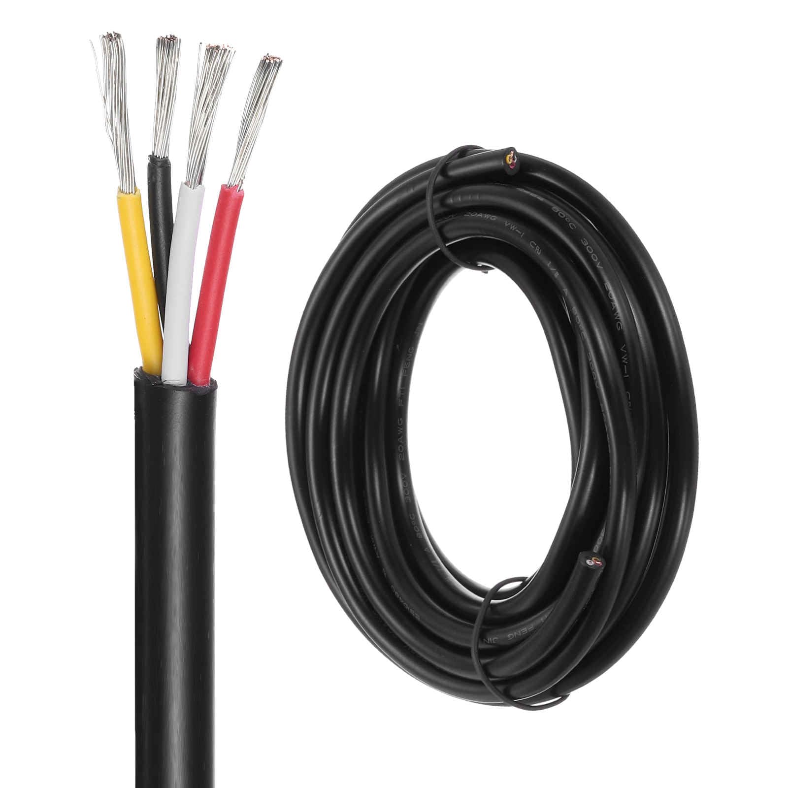 DMiotech 20 Gauge Wire Electrical Wire 4 Conductor, 20 AWG Extension Cable Cord 10 Ft/3 m UL2464 300V Stranded Tinned Copper Wire for LED Lighting Automotive