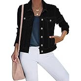 luvamia Women's Basic Button Down Stretch Fitted Long Sleeves Denim Jean Jacket