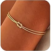 Matching Love Knot Bracelets for Couples Dainty Gold Mother Daughter Bracelet Long Distance Ralationship Jewelry Valentines Day Gifts for Him Her