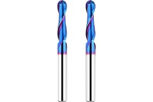 EANOSIC 2PCS Carbide Ball Nose End Mill 1/4 Inch Shank, CNC Router bits Milling Tools with Nano Blue Coating for Side Milling, End Milling, Finish Machining