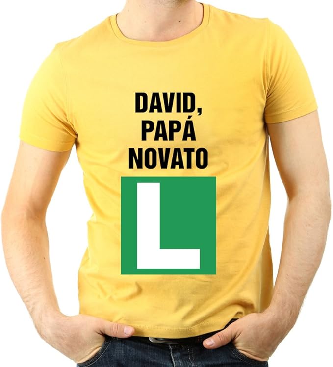 Camiseta Personalizada Padre Novato - Regalo para Padres primerizos (Amarillo): Amazon.es: Ropa y accesorios