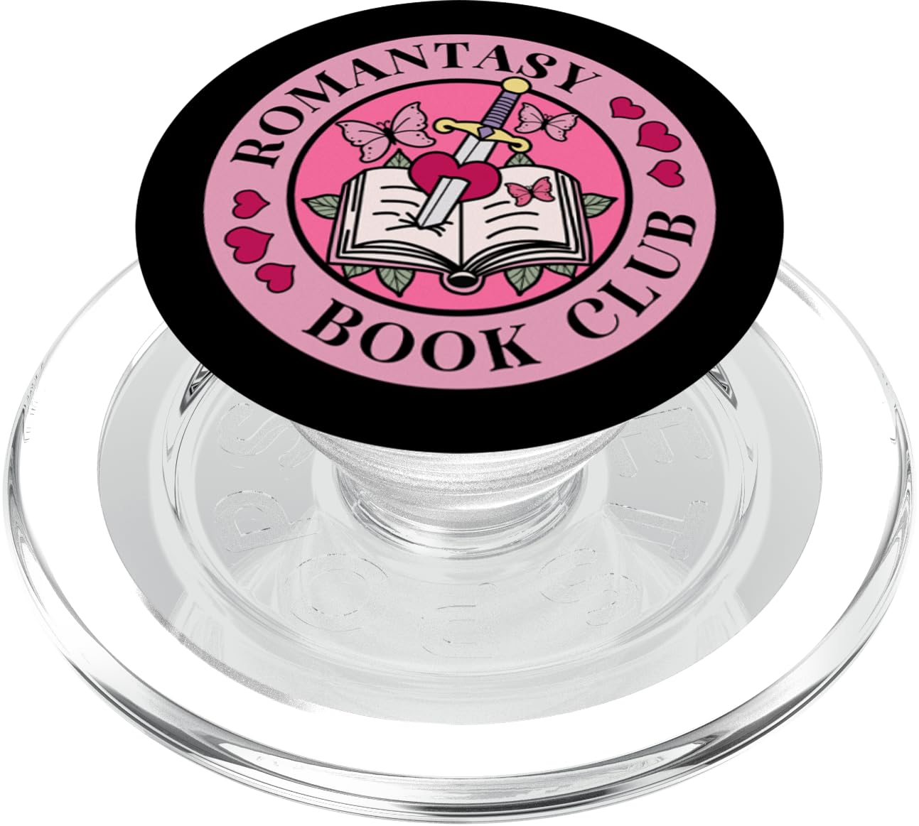 Romantasy Book Club The Reader Bookworm Pink Bookish PopSockets PopGrip for MagSafe