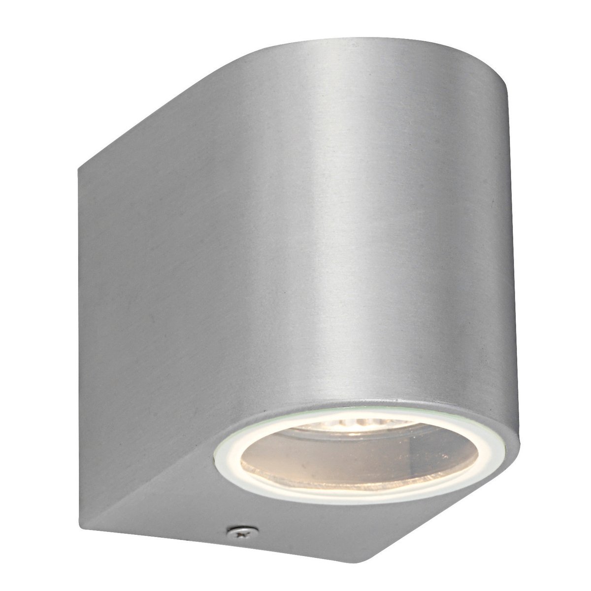 DORON Brushed Aluminium and Glass GU10 Wall Light IP44 Down Outdoor Wall Light