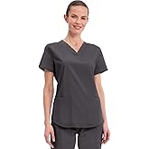 Cherokee Scrubs for Women V-Neck Top, 3 Pockets, Fade Resistant, Soft Stretch Fabric with Shirttail Hem & Side vents - WW665