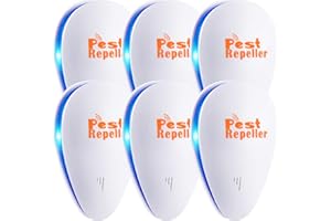WAHOOART Ultrasonic Pest Repeller, Set of 6-Packs Electronic Plug in Repellent Indoor for Flea, Insects, Mosquitoes, Mice, Spiders, Ants, Rats, Roaches, Bugs, Non-Toxic for Humans & Pets, White.