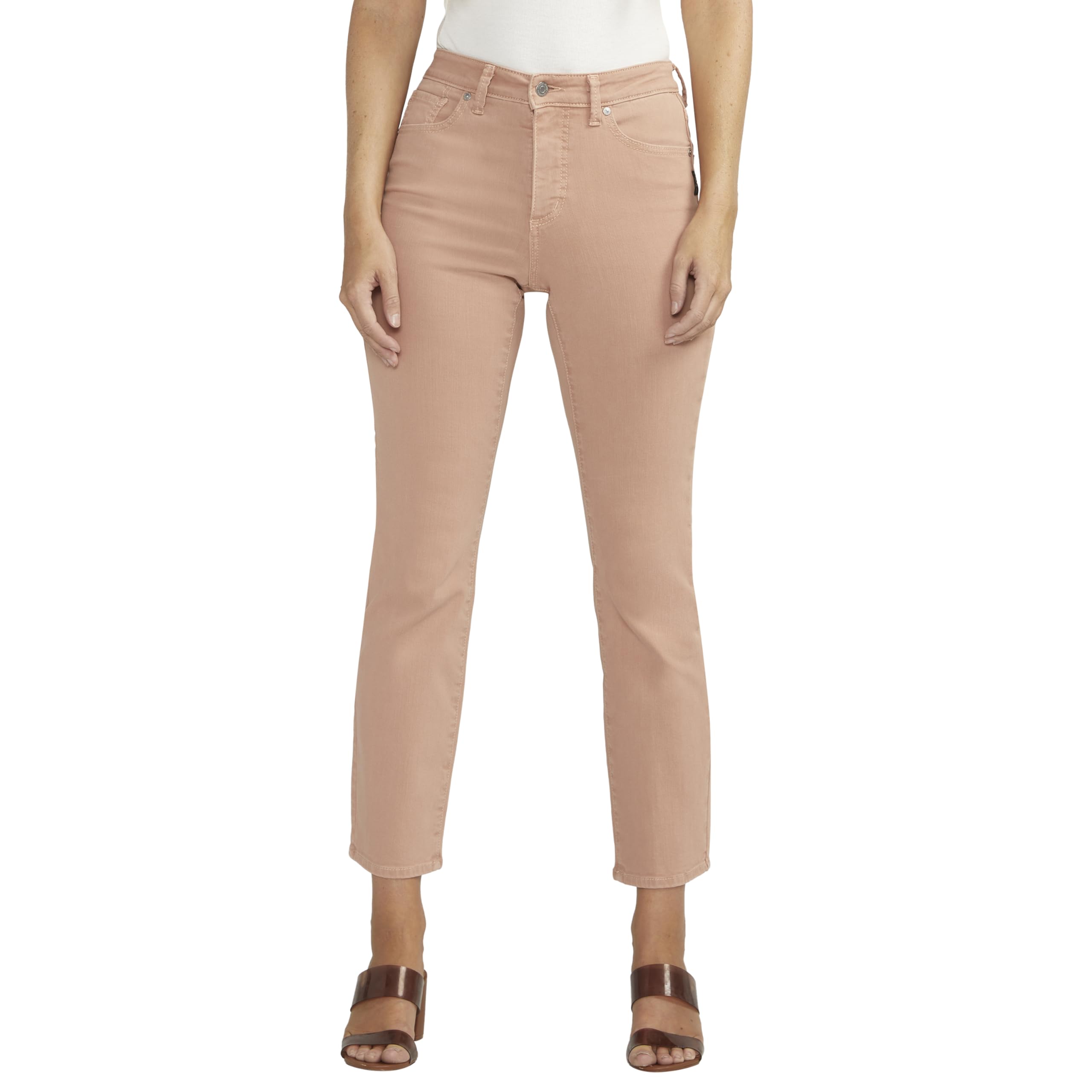 Silver Jeans Co. Women’s Isbister High Rise Straight Leg Jeans, Dusty Coral