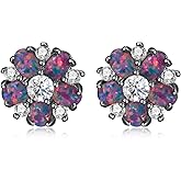 CiNily Flower Earrings,Opal Stud Earrings Sterling Silver or White Gold/Rose Gold Plated Ladies Flower Stud Earrings Cute Unique Earrings for Girls