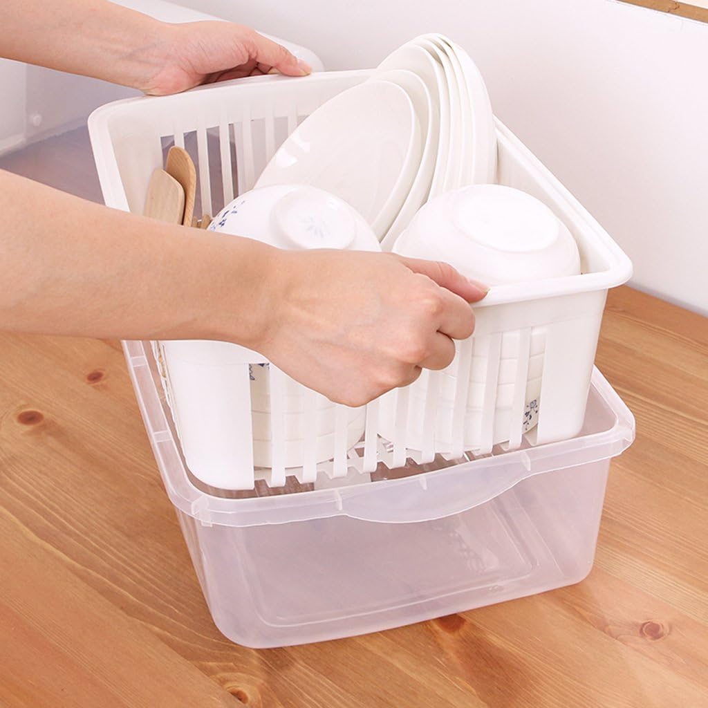 Amazon 食器棚プラスチック製収納棚食器収納ボックスキッチン食器棚フリップカバー排水棚 キッチンラック オンライン通販