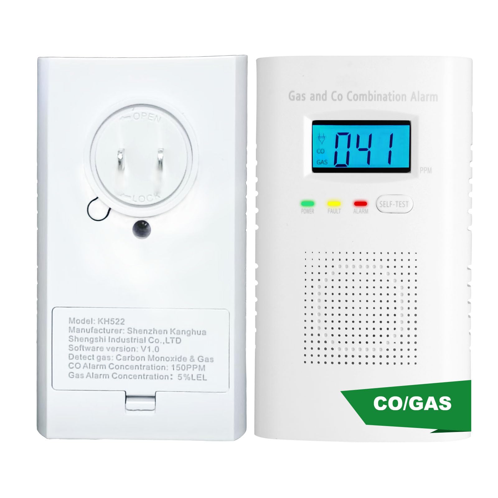 Photo 1 of Combination Gas and Carbon Monoxide Detector Plug-in | CO Alarm & Natural Gas Combustible Detector | Digital Display, Battery Backup, Easy Install | for Home Kitchen Safety Monitoring 1-Pack