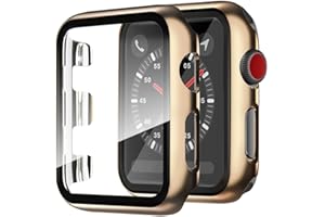 Miimall Compatible with Apple Watch Series 3 2 1 38mm Case with Screen Protector,Plated Anti-Scratch Shockproof Hard PC Cover