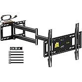 FORGING MOUNT Long Arm TV Wall Mount with Power Strip for 42&ndash;80 inch TVs | Full Motion Articulating Arm TV Mount with 43" Extension, Swivel Tilt Level Adjustment, Supports 110 lbs, VESA 600x400mm