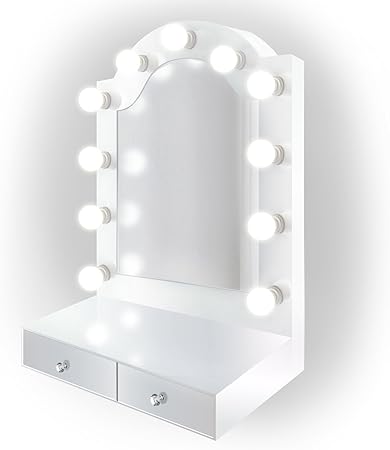 25 Inch X 31 Inch Lighted Hollywood Arch Vanity Mirror Makeup Mirror With Storage Table Top Or Wall Mount Plug In Amazon Co Uk Kitchen Home