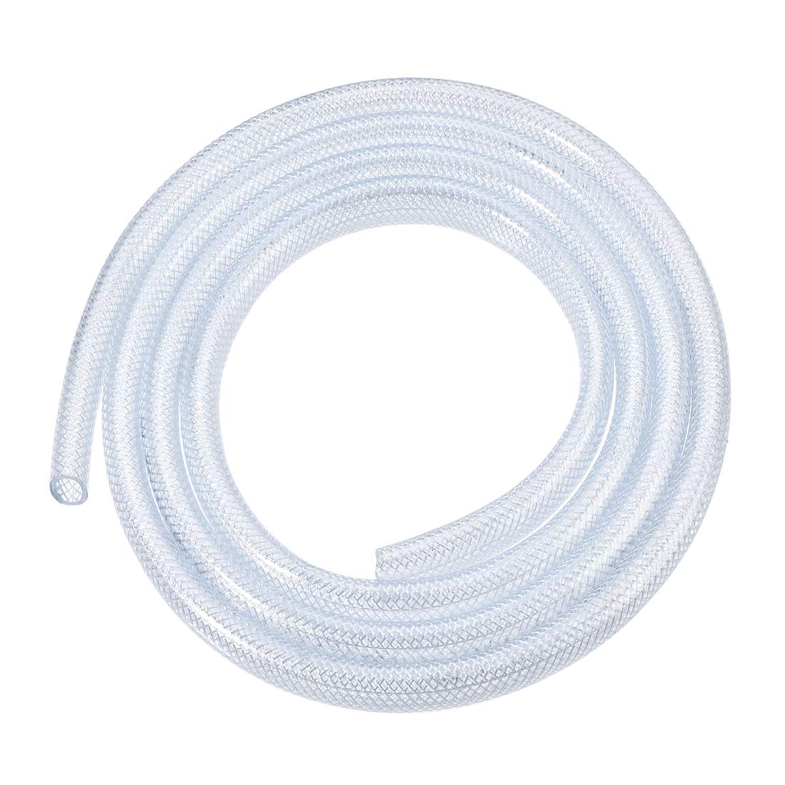 sourcing map PVC Tubing 3/8 Inch X 6.6 Ft Clear Braided Flexible Heavy-Duty Hose Tube