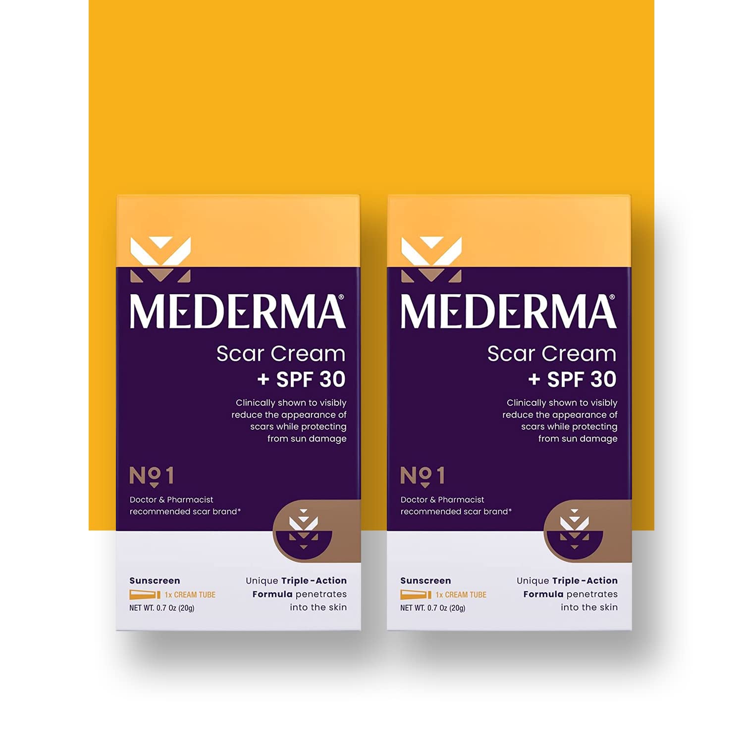 Photo 1 of Mederma Scar Cream Plus SPF 30 - Advanced Scar Treatment, Protects from Sun Damage, Reduces Appearance of Scars from Acne, Burns, Surgery & Injury, 40 Grams, (2 x 20g)