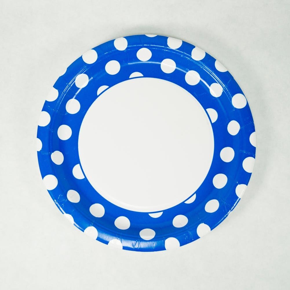 Dinner Plates 9" 8/PkgRoyal Blue Decorative Dots Party
