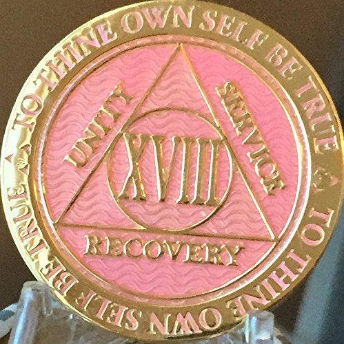 Recoverychip 18 Year AA Medallion Reflex Pink Gold Plated Chip XVIII