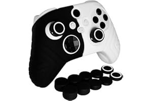 HLRAO Black&White Anti Slip Protective Silicone Cover Skin Grips Compatible with Xbox Series X/S Controller, 8 PCS Black Thumb Grips Caps and 2 Grips Caps.