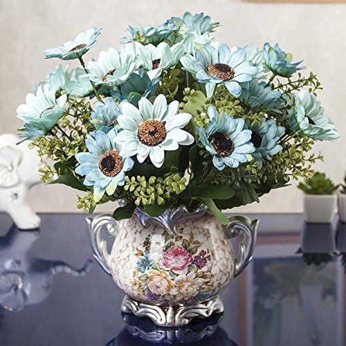Jhyflower Formal Leisure Indoor Pink Lawn Bathroom Conference Room Artificial Flower Decoration Art Artificial Flower Home Home, 5 Bundle Blue Sun Amphora
