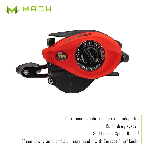 Lew's MACH Smash Baitcast Reel and Fishing Rod Combo, IM6 Graphite