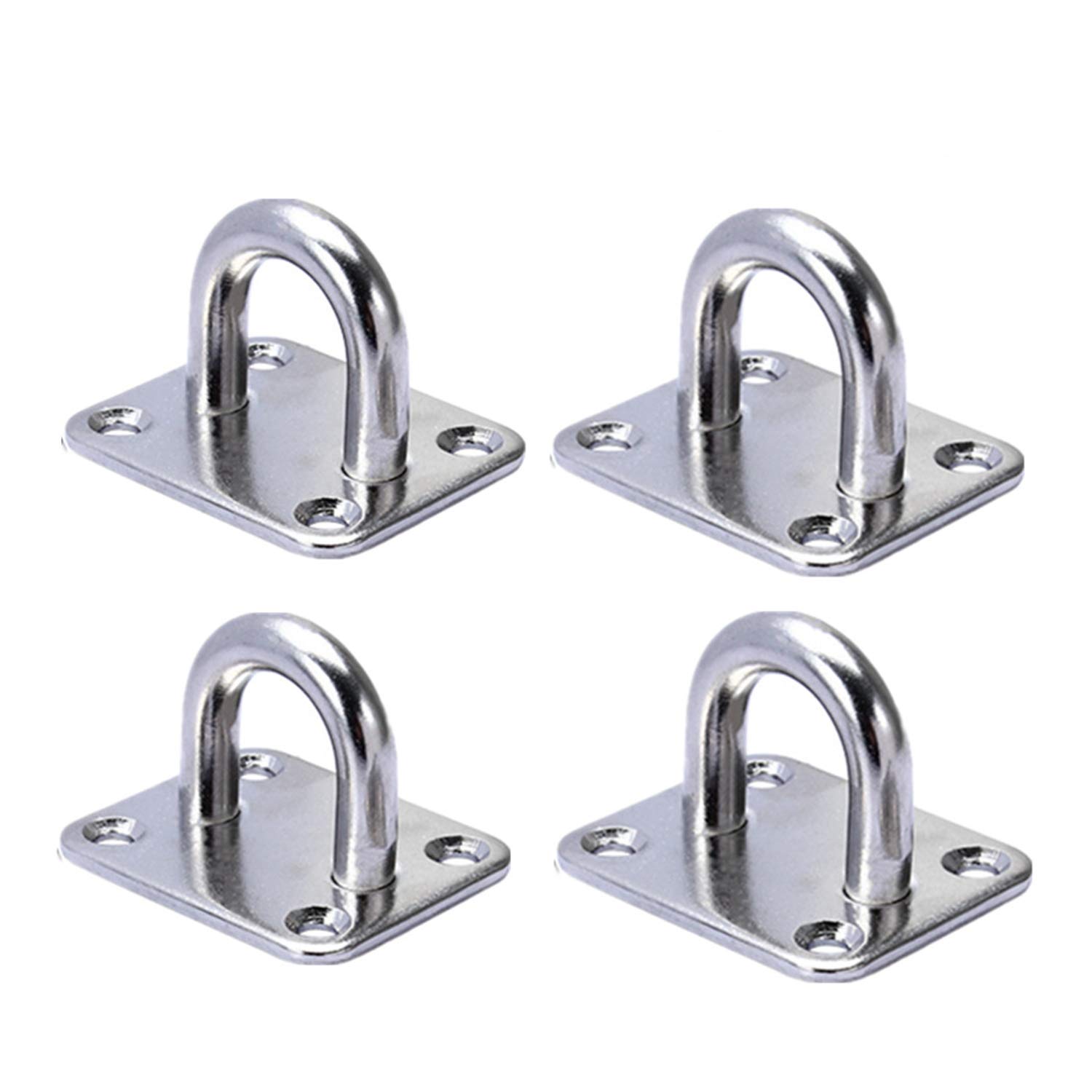 Annakideya 4pcs 8mm Eye Plates Hook Best 304 Stainless Steel Staple Ring Hook with Heavy Duty Square M8