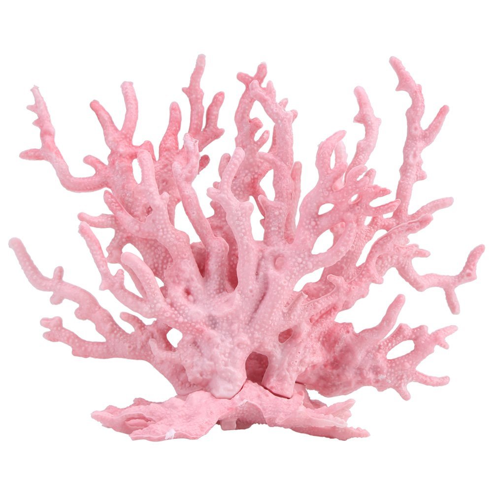 Artificial Plastic Aquarium Plants Coral Fish Tank Decorations in Various Sizes and Color(S Pink)