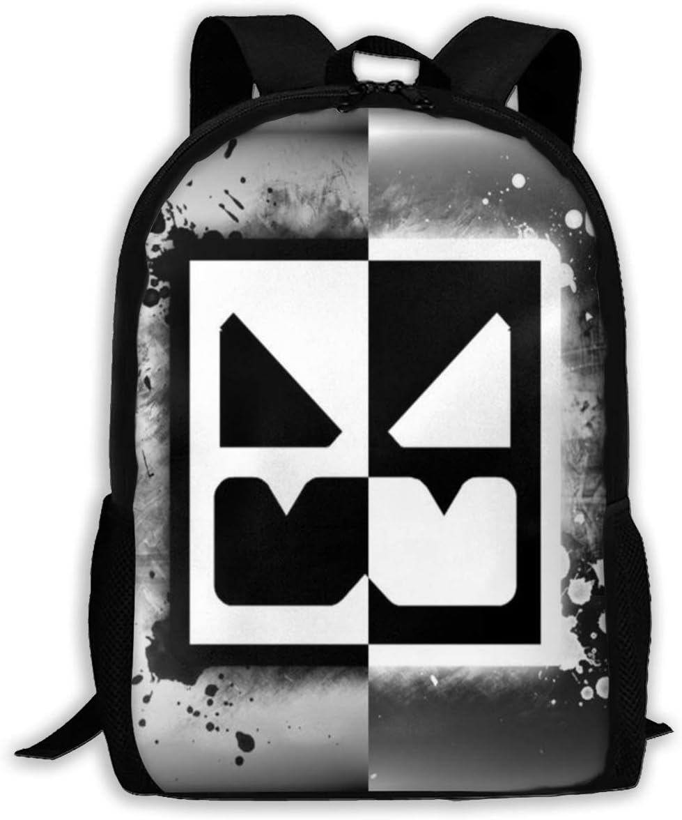 Black Geometry-White-Dash Backpack Multipurpose Shoulders Laptop School Bag Knapsack Outdoor